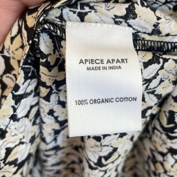 Apiece Apart Black beige Cobano floral organic cotton mini dress S NWT - Picture 9 of 9